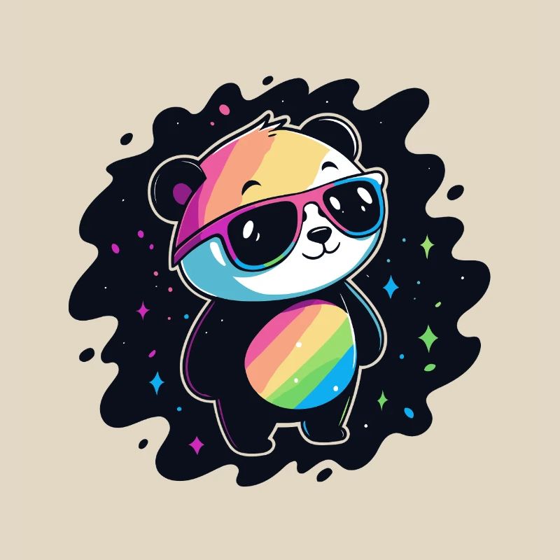 Panda arc-en-ciel galaxie lunettes cool