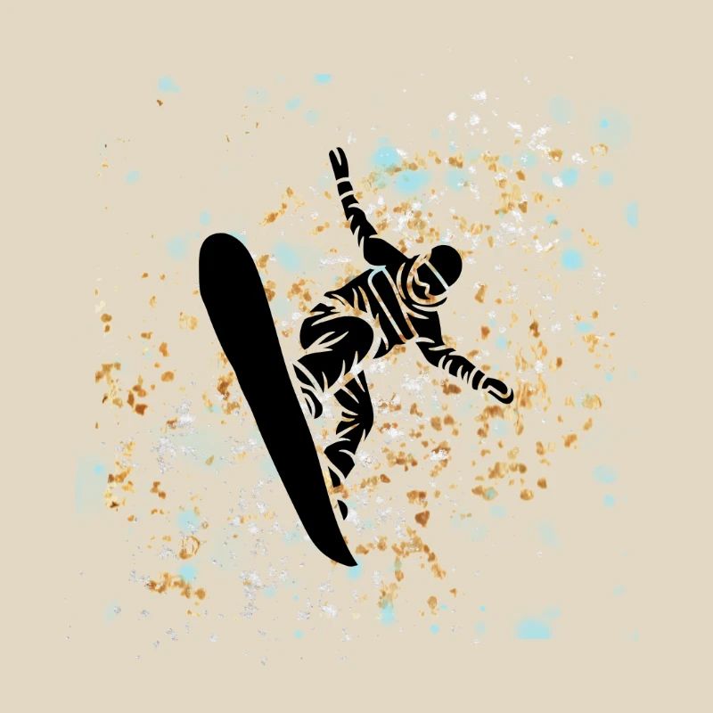 Splashed Snowboarder Blue Beige