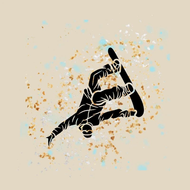 Blue-gold splashed snowboard