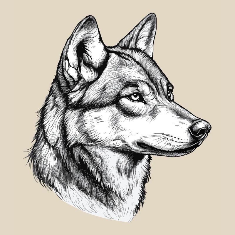 Wolf Wolf Head Black White Drawn Art