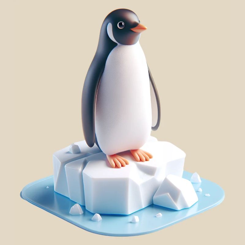 Pinguin auf Eisblock 3D