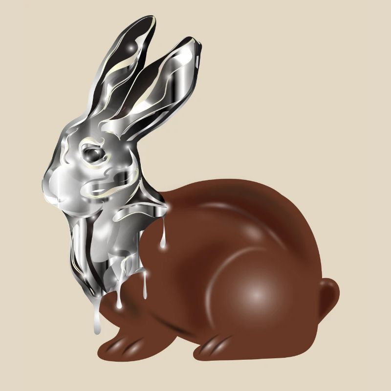 Chocolate Easter bunny in high-gloss chrome look