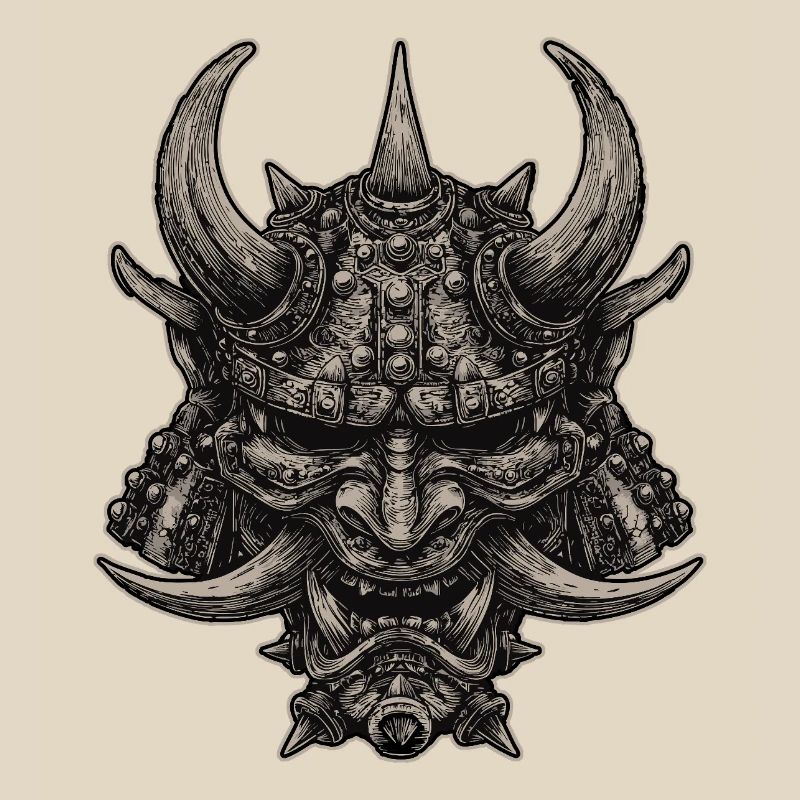 Dämonischer Samurai Helm Oni Maske
