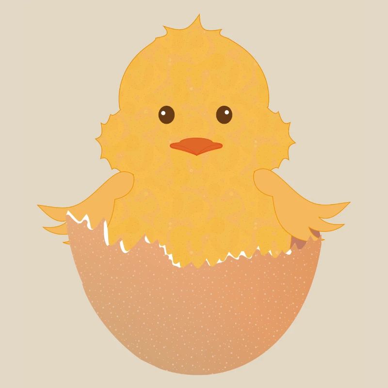 newly hatched chick in the eggshell