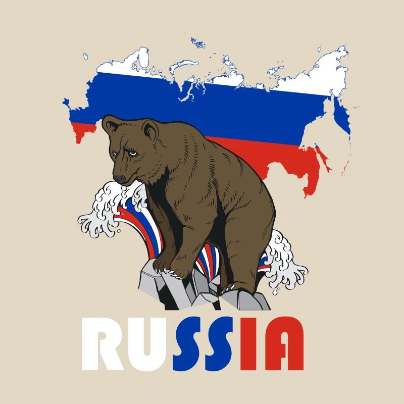 Russie conception de l’ours avec carte et drapeau