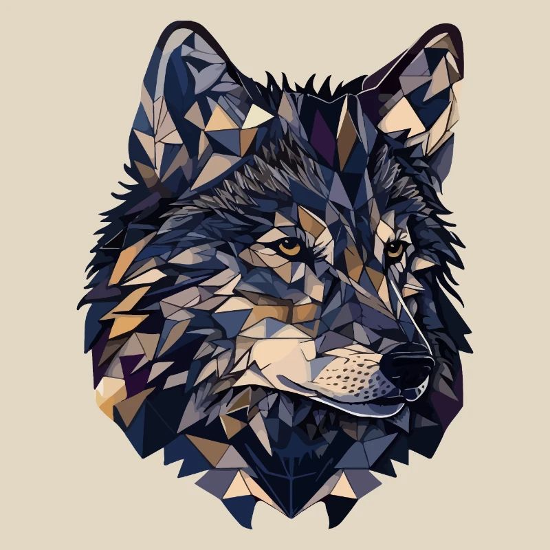 Stylized, geometric wolf