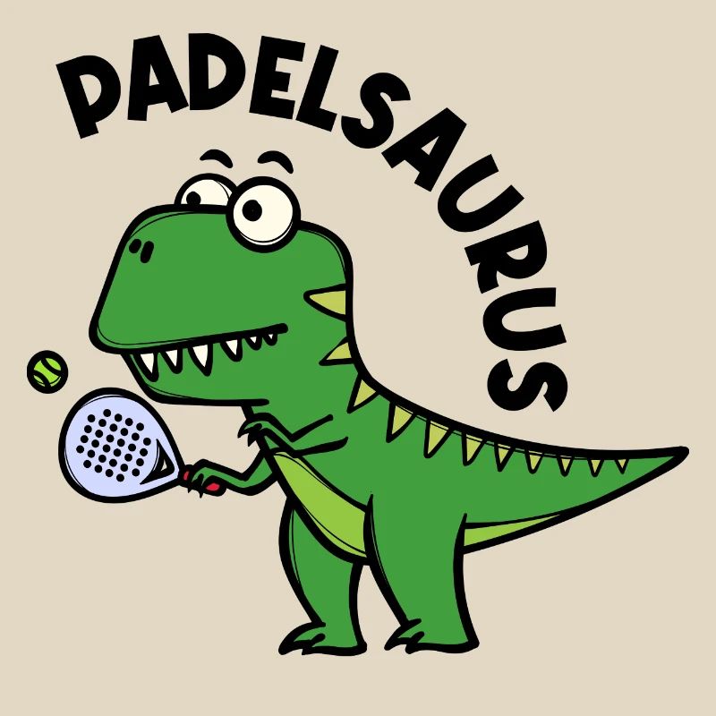 Dinosaur Padel Player Racket Ball Saying