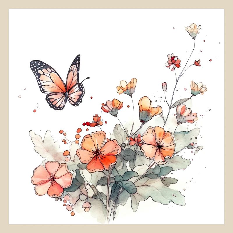 Affiche - Pré d’été avec papillon