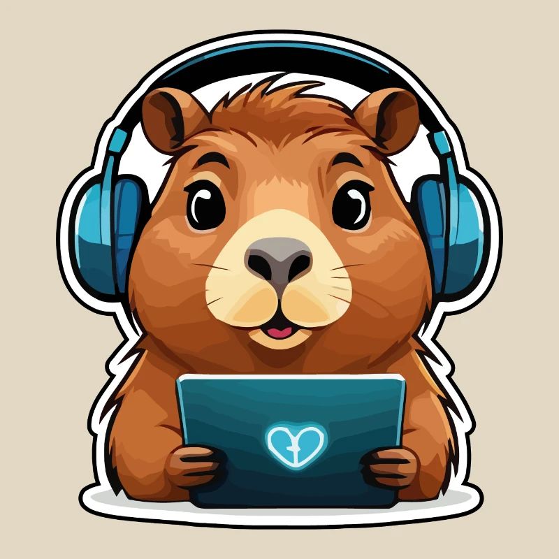 Capybara with computer
