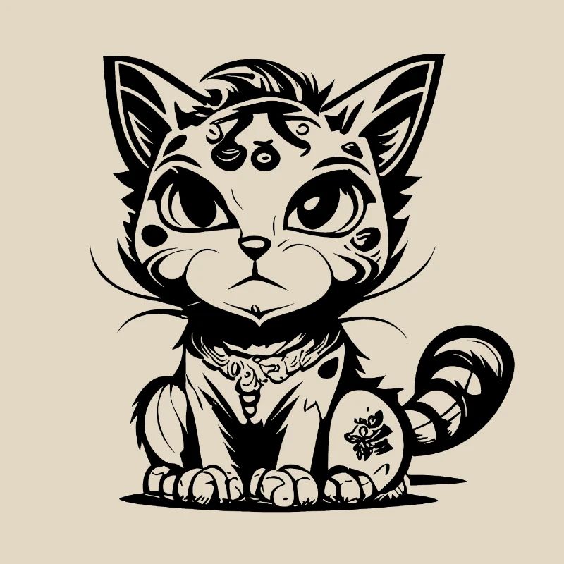 Mignon assis Manga Comic Cat