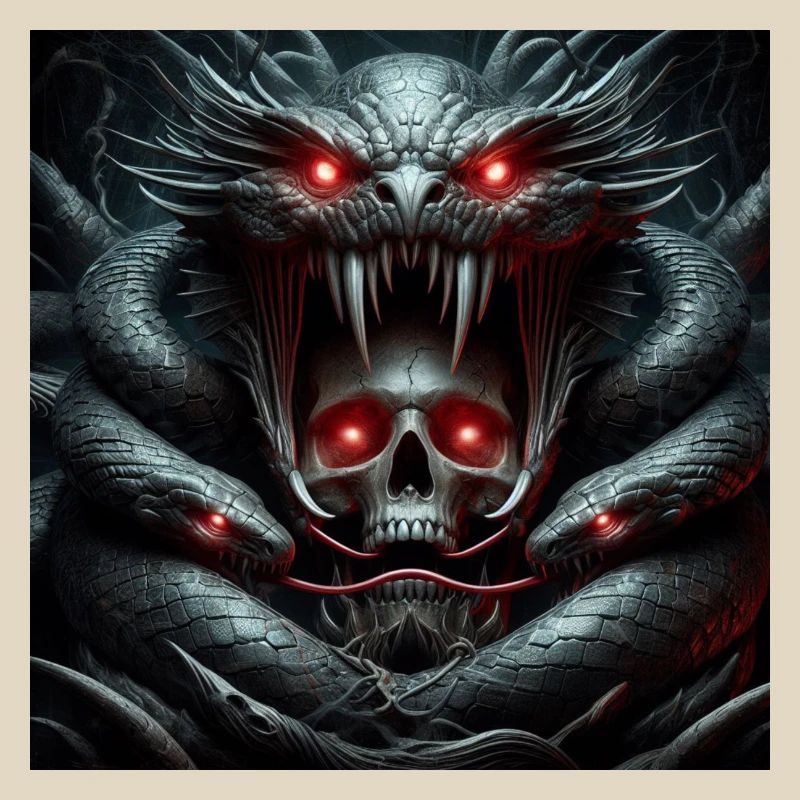 Crâne dévoré par les serpents