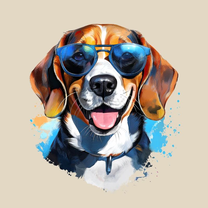 Beagle avec lunettes de soleil