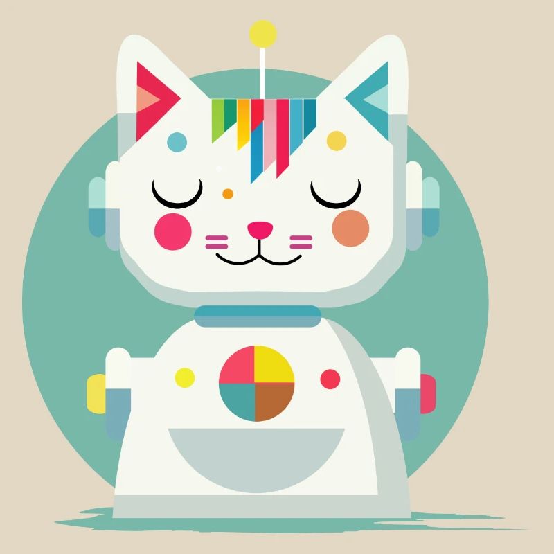 Geometric Robot Cat – Creative Illustration