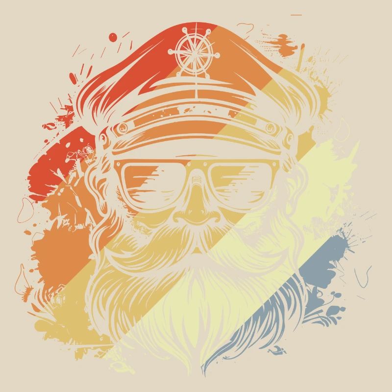 Retro Sailing Captain Drawing
