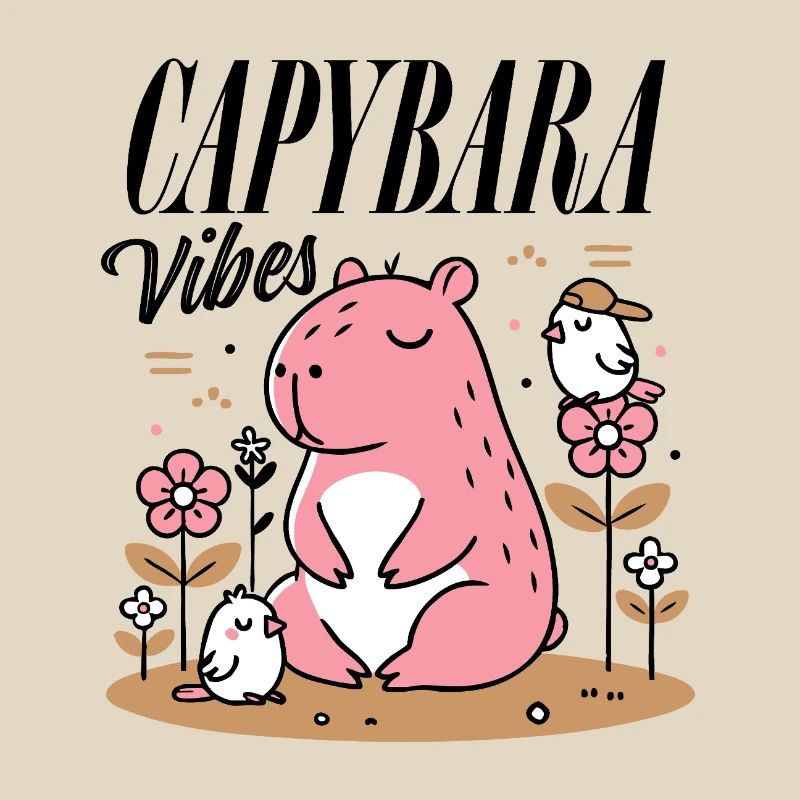 Relaxed capybara with friends