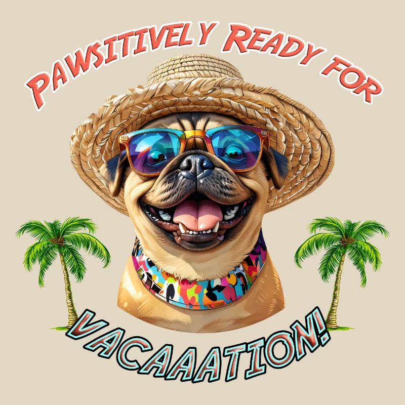 Pug in summer look: Pawsitively Ready