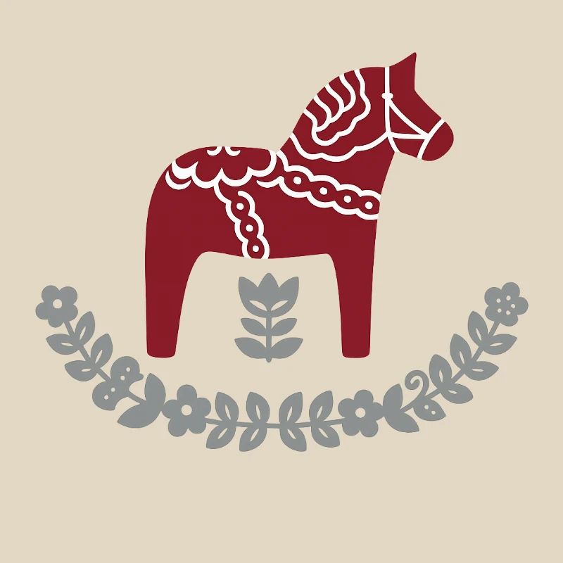 Dala Pferd mit Blumenbogen – Nordic Folk Design
