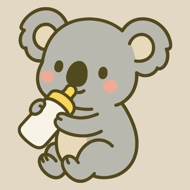 Cuddly koala with bottle