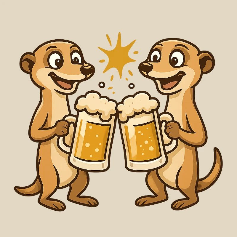 Fröhliche Ottern mit Bier