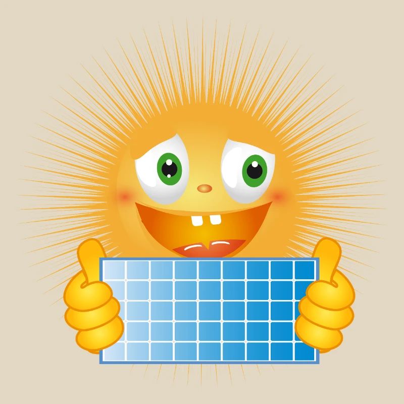 Bright sun with solar panel
