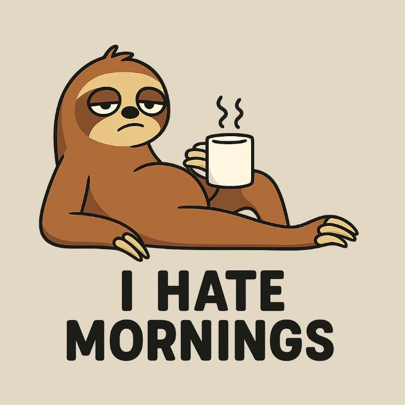 Faultier mit Kaffeetasse