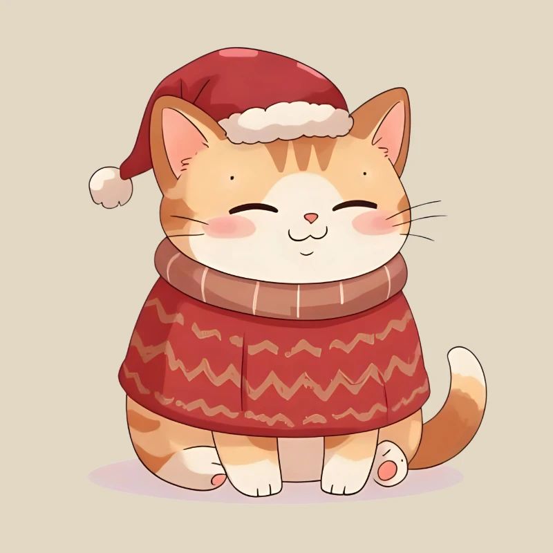 Anime Katze im Weihnachtspullover - Christmas 