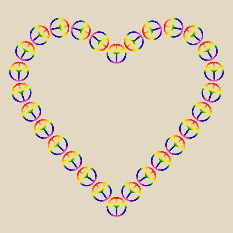 Rainbow Peace Heart Pattern