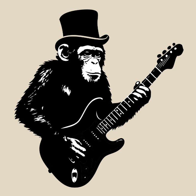 Greifende Affe mit E-Gitarre im Retro-Style