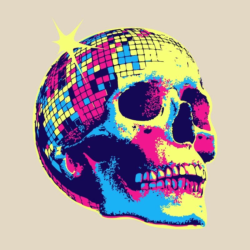 Neon Disco Skull