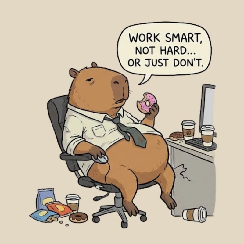 Capybara beaver at work: Lazy instead of work