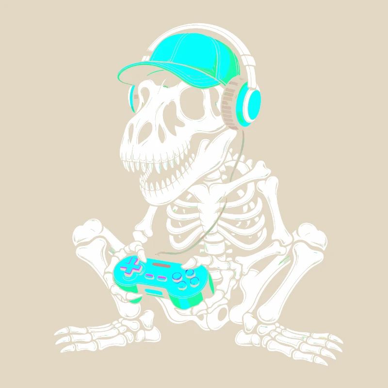 Skeleton DJ with controller and headset