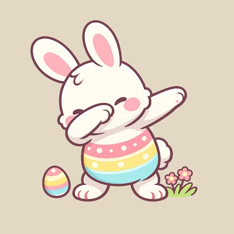Dabbing Easter Bunny – Cute Kawaii Easter Motif
