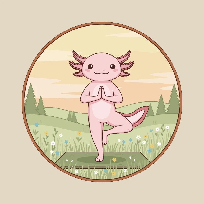 Yoga Axolotl Fish Doing Tree Pose
