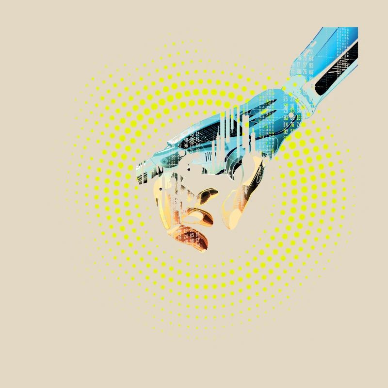 computer hand roboter KI digital cyborg code pc 