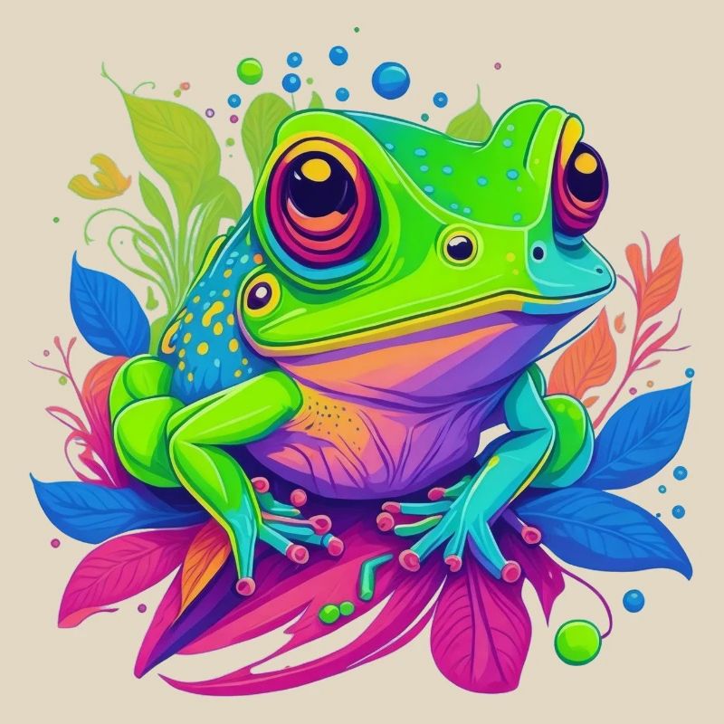 Regenbogenfrosch auf Blättern