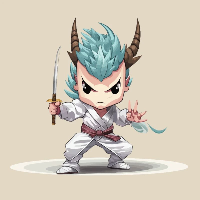 Guerrier Chibi avec Katana