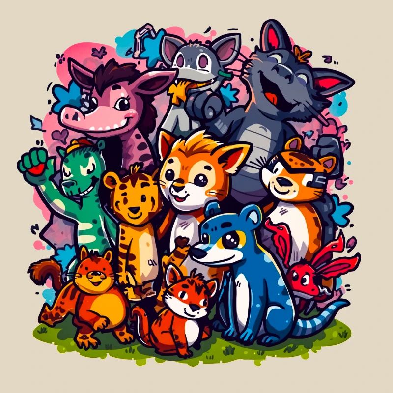 Animals Group Cartoon Colors