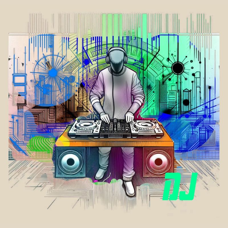 DJ dynamique avec des designs techno colorés