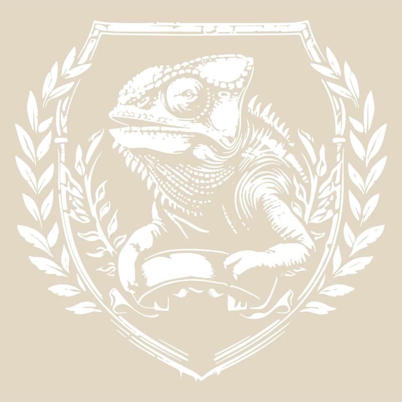 Blason caméléon avec couronne de laurier