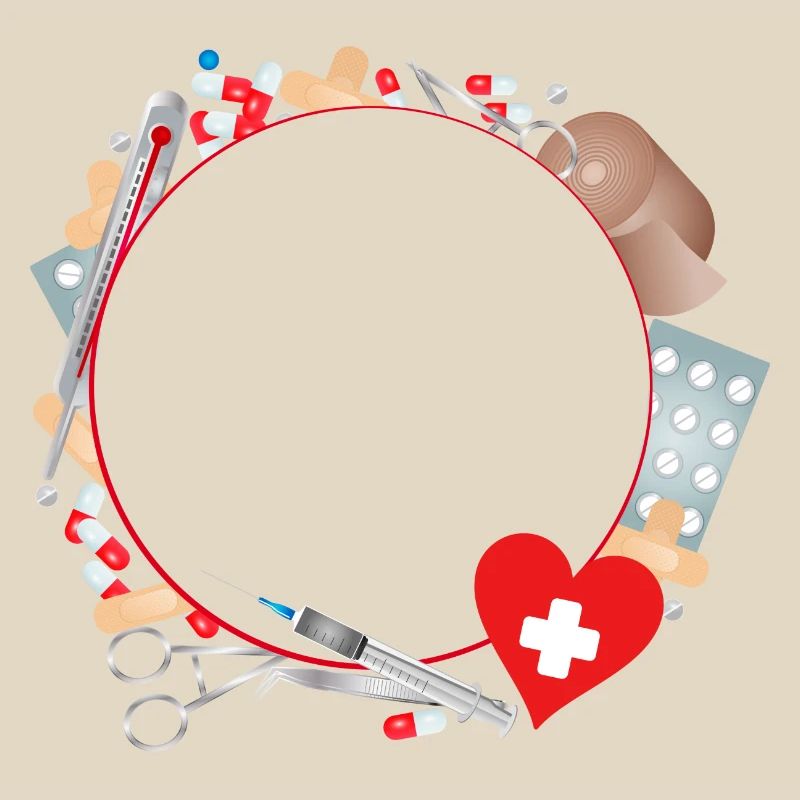 Erste Hilfe Set oder Reiseapotheke als Rahmen