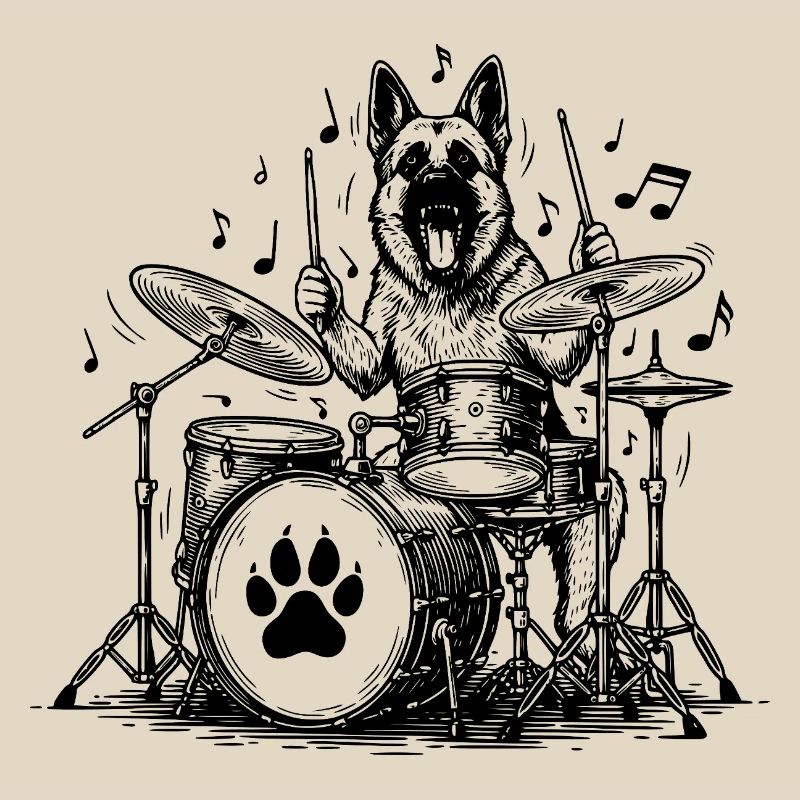 German Shepherd Drummer Art