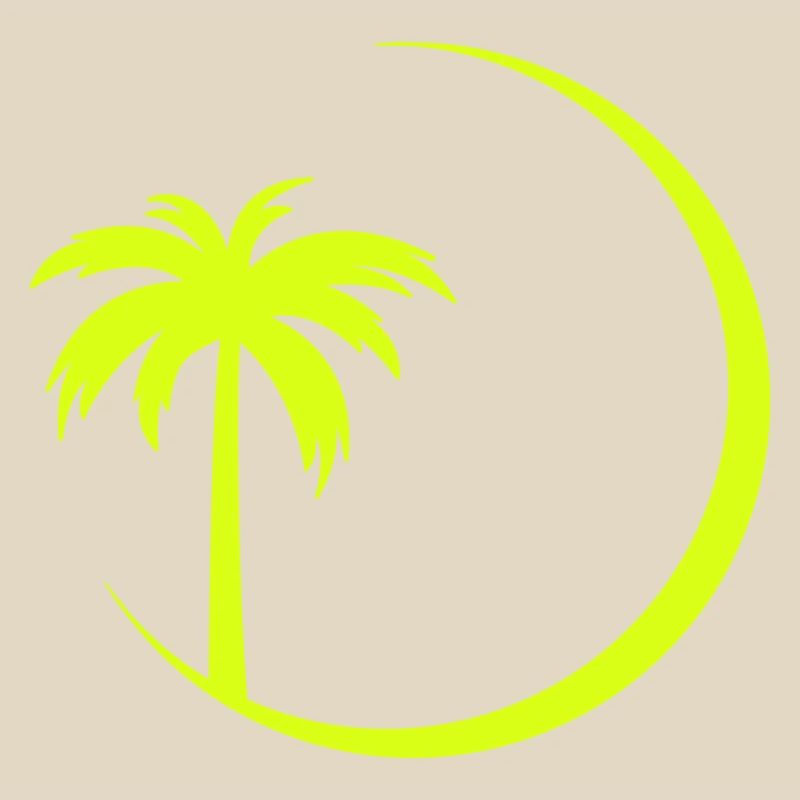 Neon palm tree in a circle