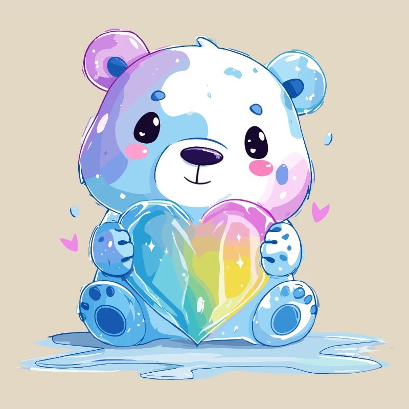 Süßer Eisbär mit Regenbogenherz