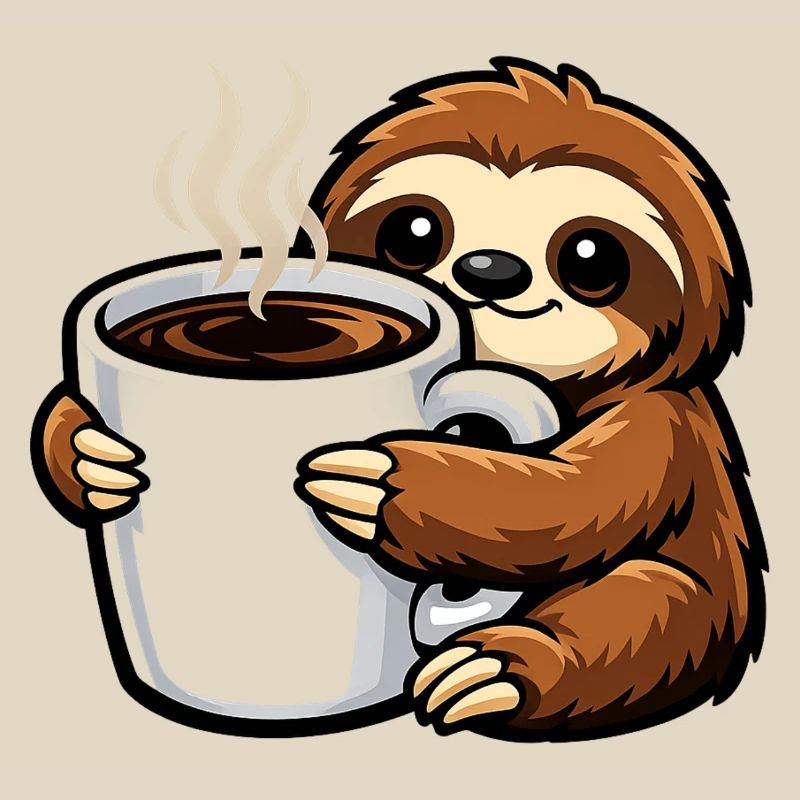 Faultier mit Kaffee-Becher