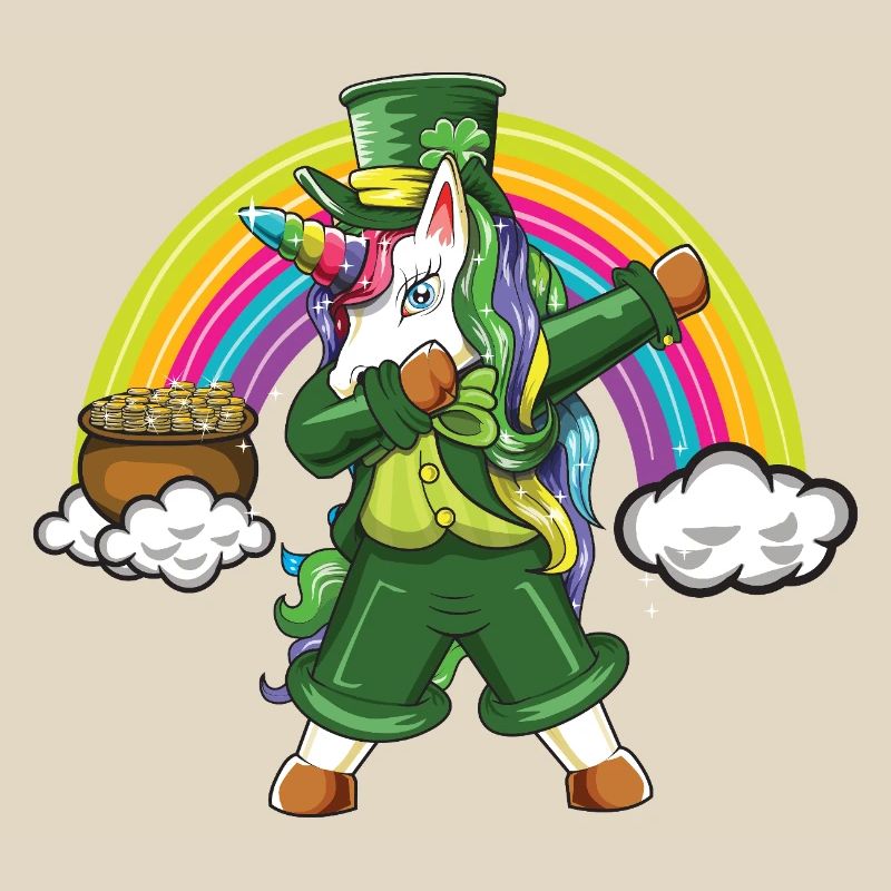Leprechaun tupft Einhorn-Regenbogen-Glücksdesign