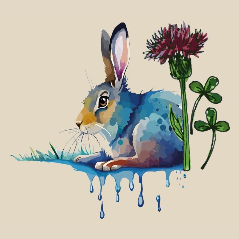 Lapin coloré avec trèfle