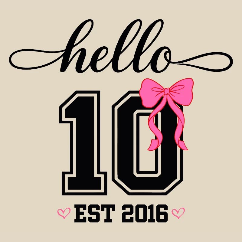 Hello 10 Est 2016 Mädchen Geburtstag Design