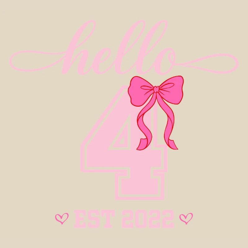 Hello 4 Est 2022 Mädchen Geburtstag Design