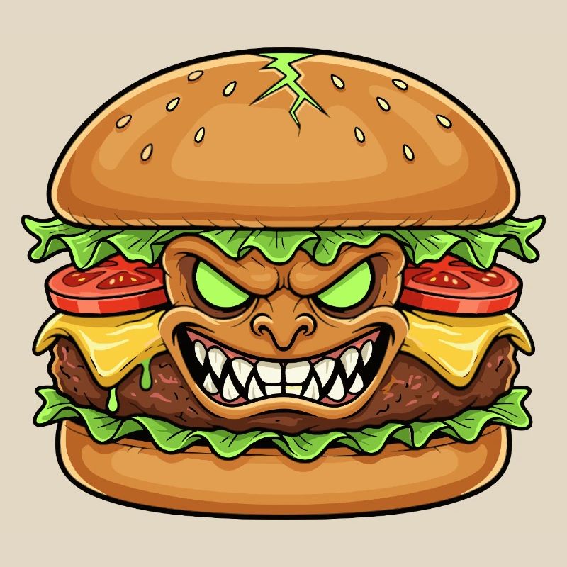 Grimmiger Burgerdämon Cartoon