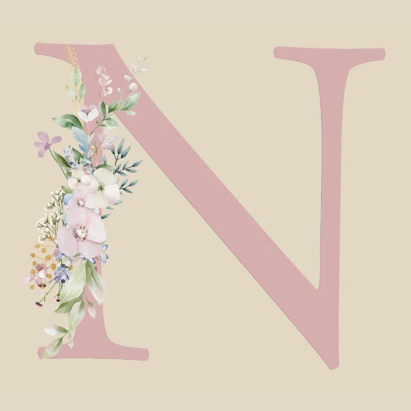 N Monogram, Floral, Personalizable